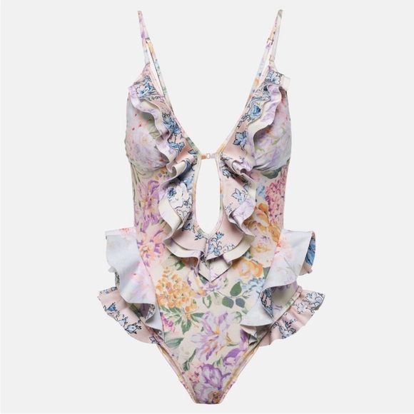 ZIMMERMAN Halliday Waterfall Frill One Piece swimsuit floral NEW US 8 - Picture 15 of 15
